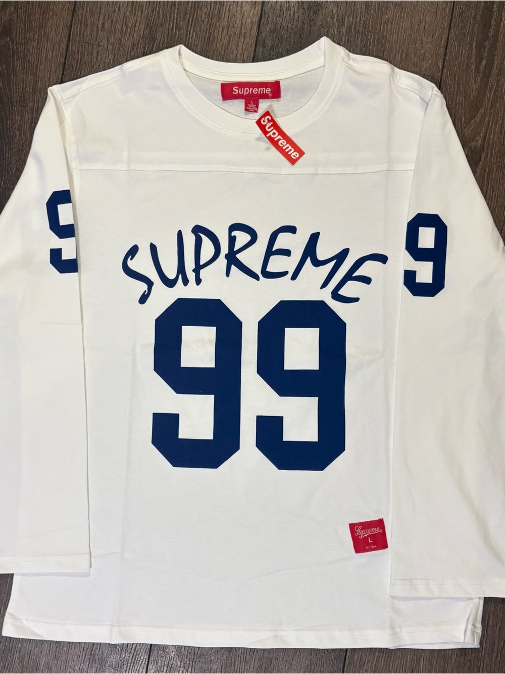 Supreme Men’s White 99 Graphic Long Sleeve Shirt